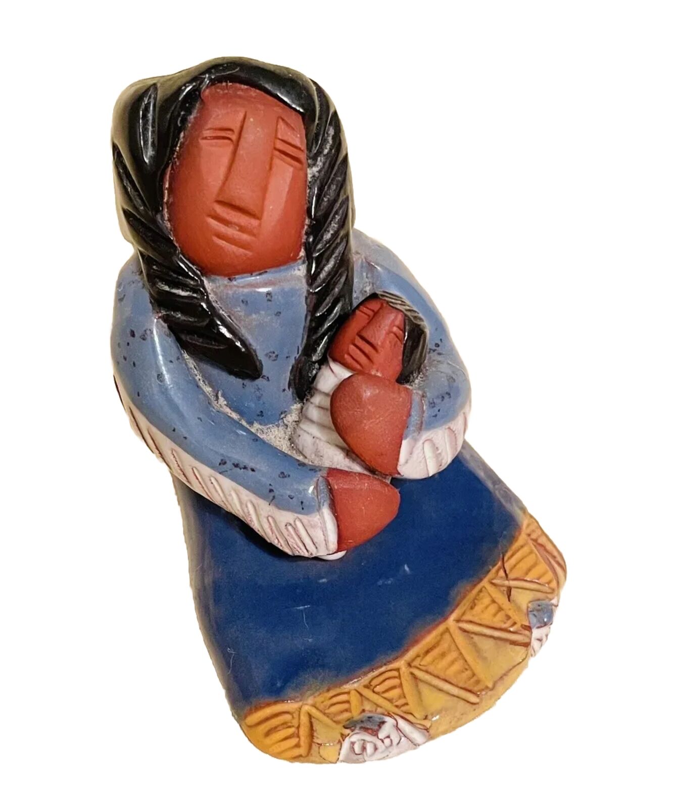 Keena Mohawk Native American Indigenous Art Sculpture- Signed Mother & Child