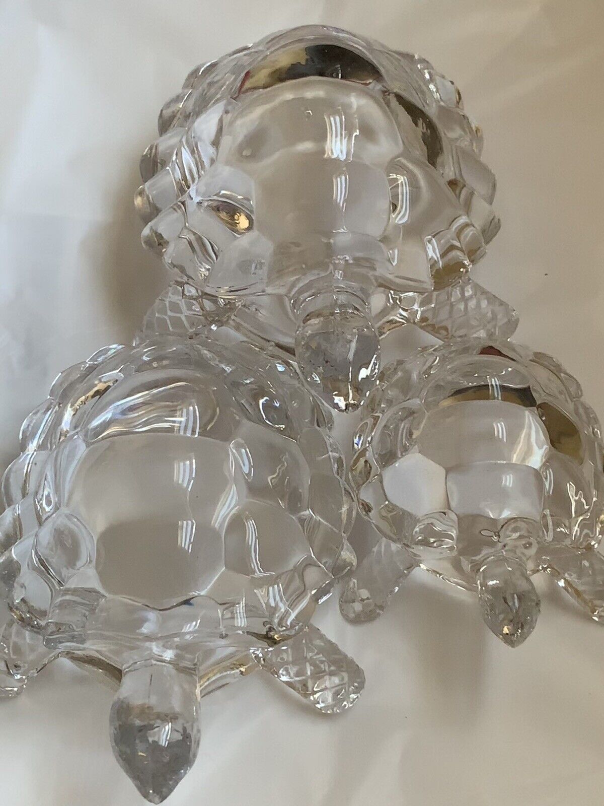 3Pcs Set Cute Home Glass Turtle Statue Handmade Art Collectibles