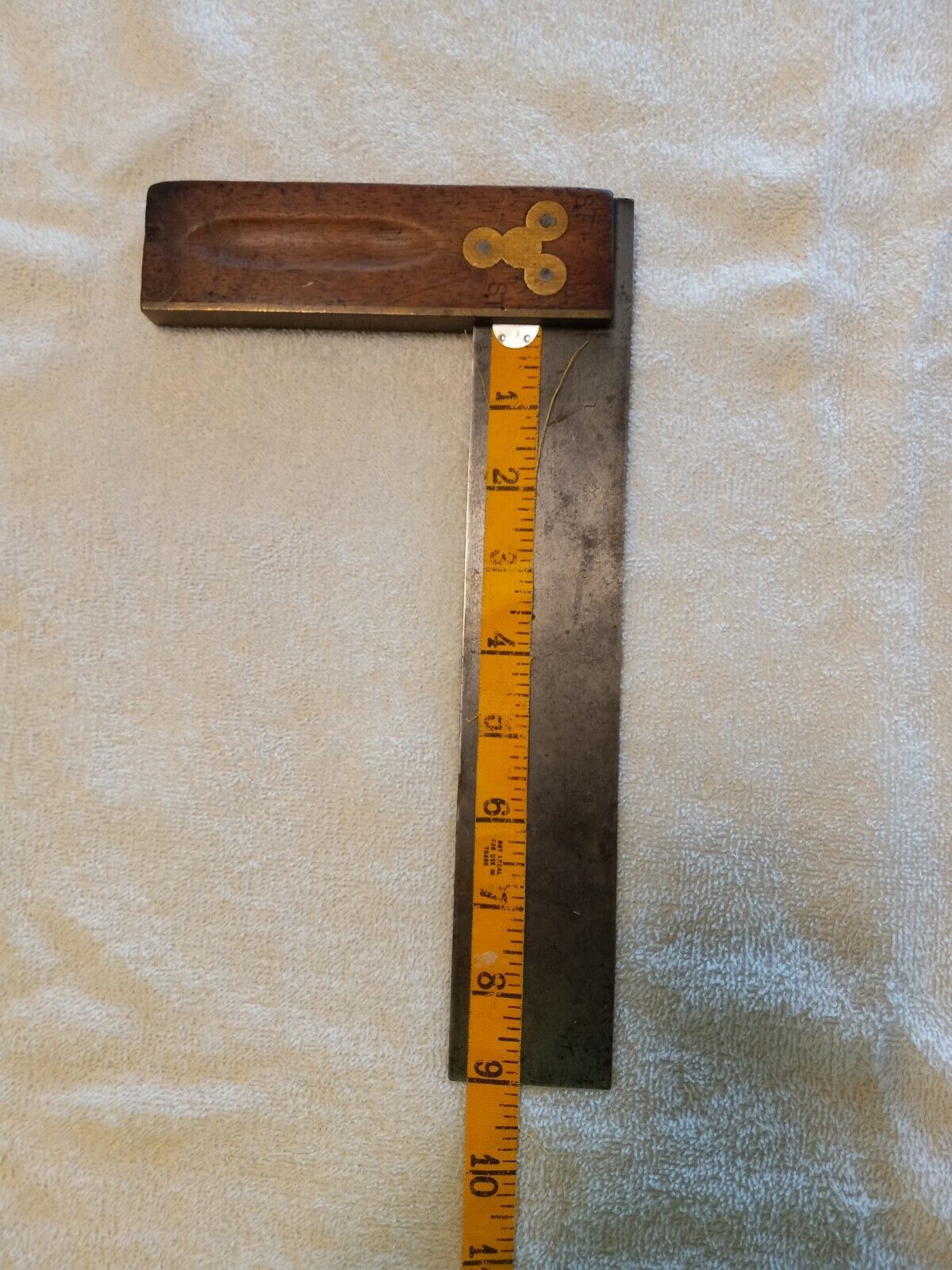 Antique 9 inch Try Square Wood Brass Carpentry Tool