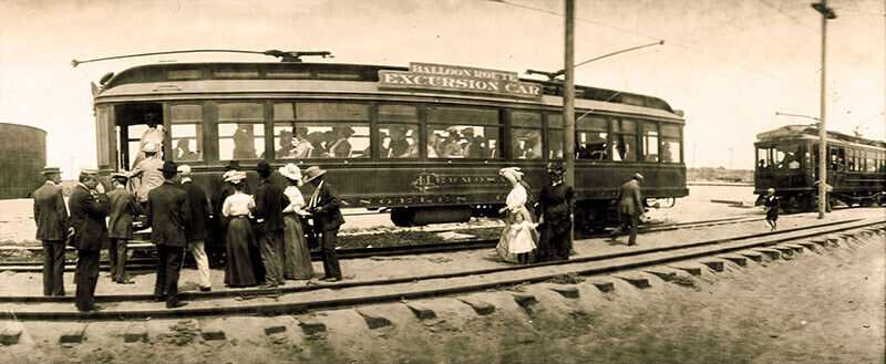1906 Los Angeles Pacific Railroad Balloon Route Train Trolley Panoramic Negative