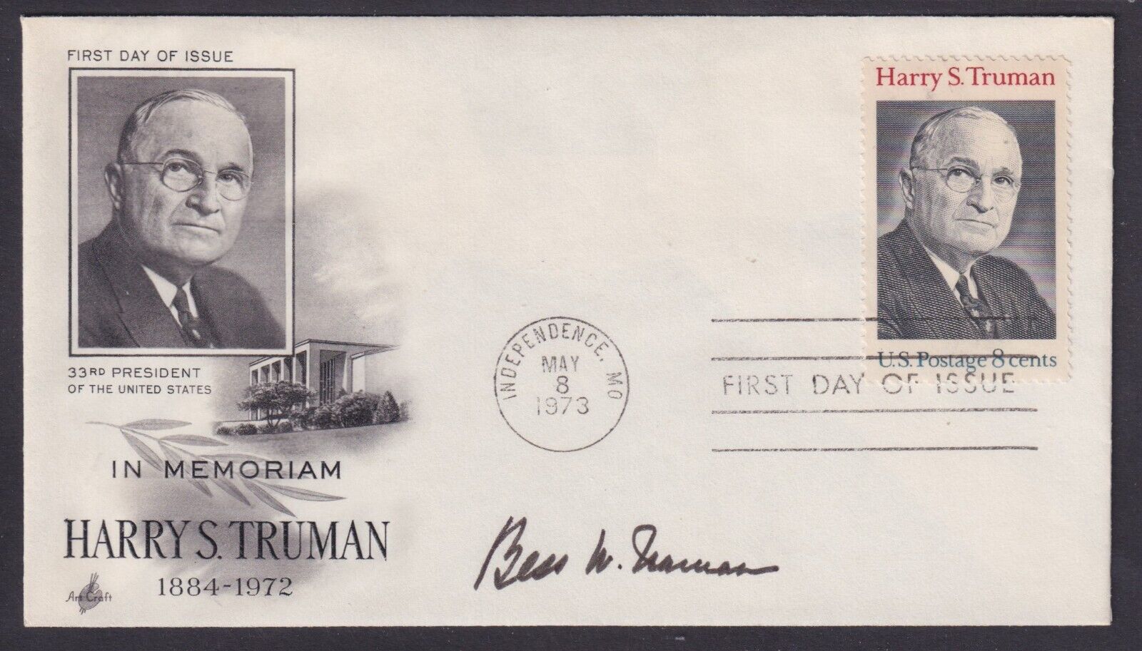 Bess W. Truman (1885-1982), US First Lady, signed Harry S. Truman FDC w/ cachet