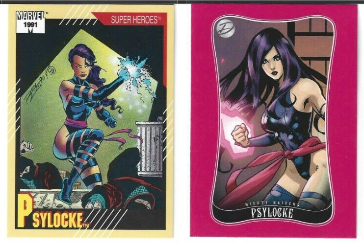 PSYLOCKE - 1991 IMPEL / 2014 DIVAS, NEAR MINT NM+ trading cards (Marvel) X-MEN