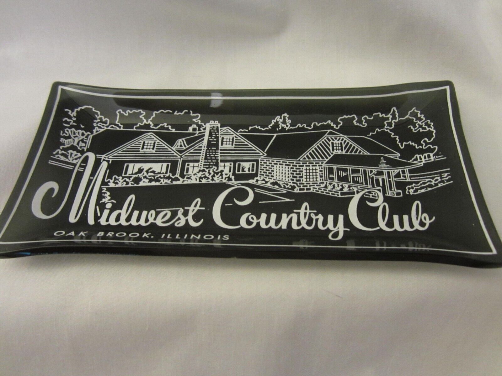 Midwest Country Club Oak Brook IL Smoked Glass Candy Dish