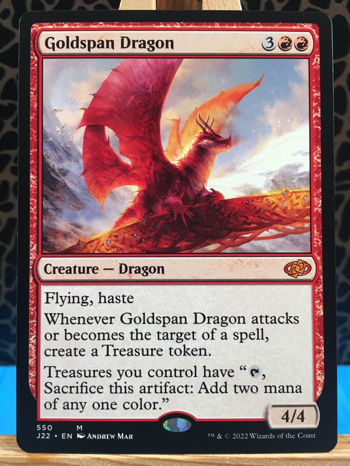 MTG - Goldspan Dragon. Jumpstart 2022. Red - Mythic Creature - Dragon.