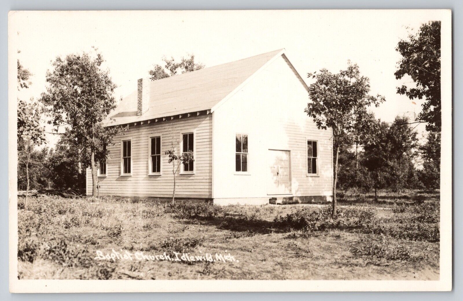 Postcard RPPC Photo Michigan Idlewild Baptist Church Black Eden History Vintage