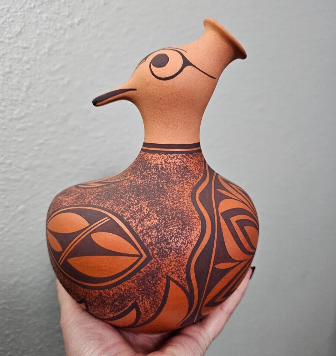 ZUNI Pottery '94 Duck Effigy Pot by  AVELIA AND ANDERSON PEYNETSA 8.5 x 6 x 6