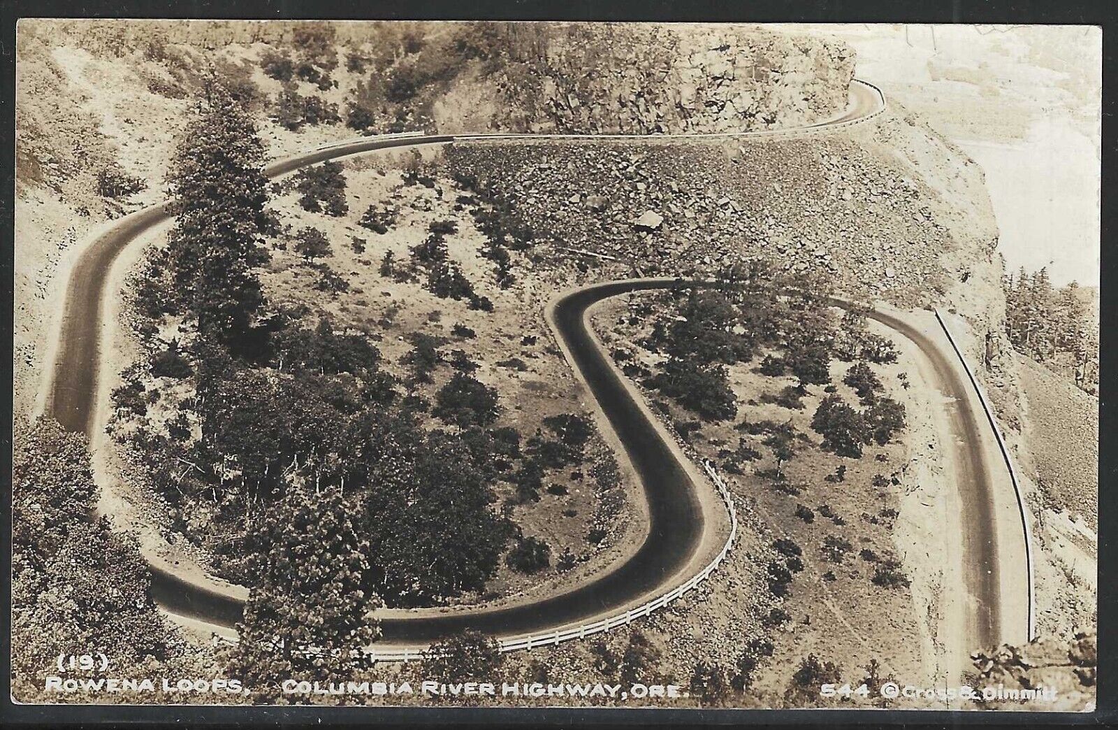 Rowena Loops, Columbia River Highway, Oregon, Early Real Photo Postcard, Unused