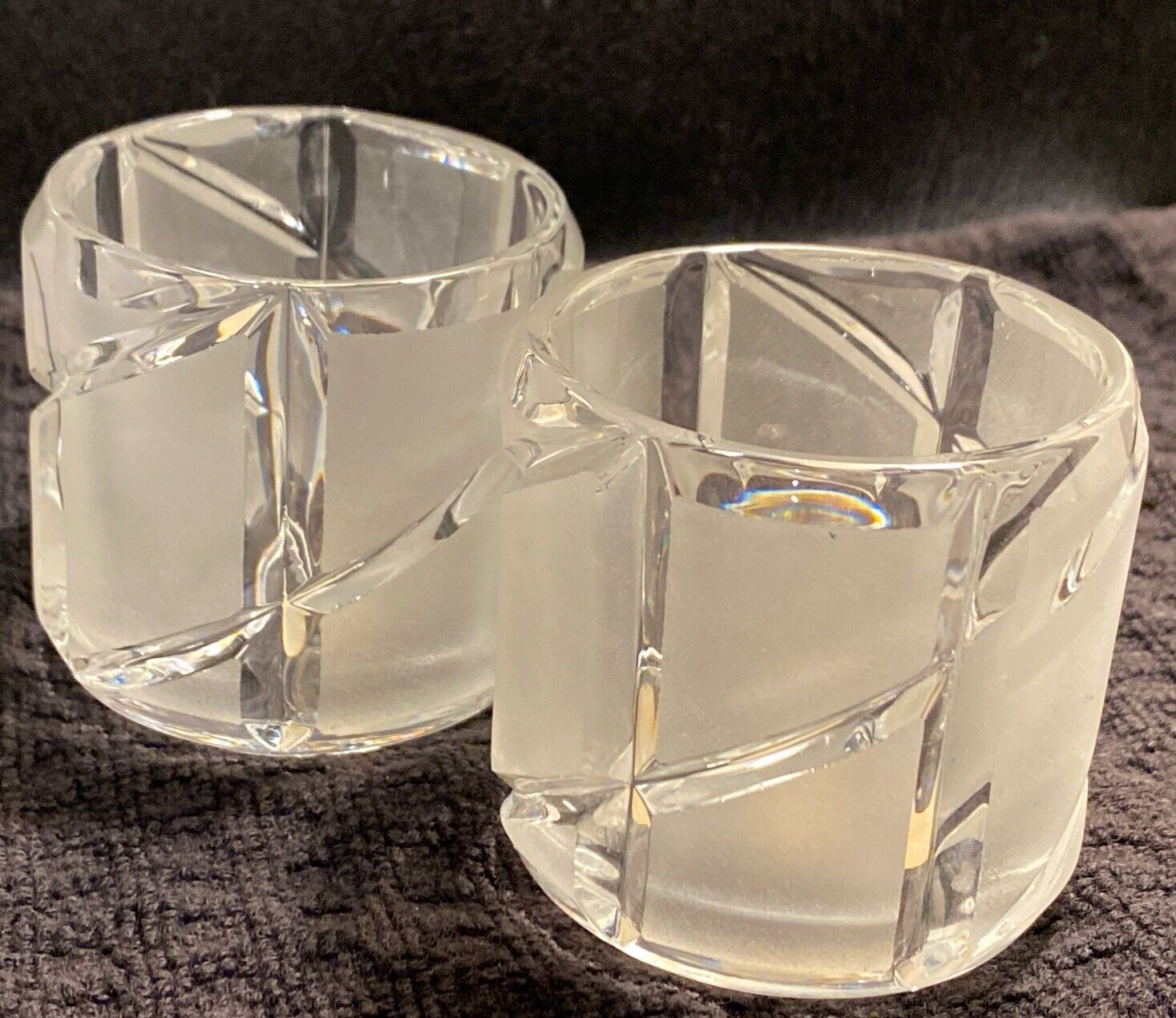 Vintage Partylite Crystal Votive Candle Holder Pair Counterpoint Frosted P0267
