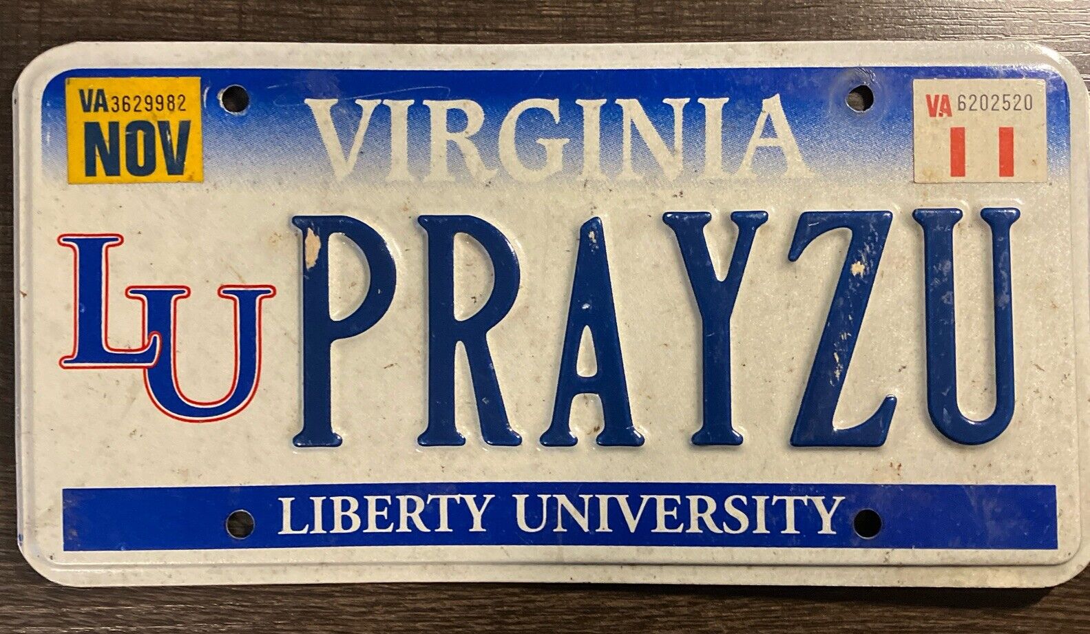 Virginia Personalized Vanity License Plate Collegiate Liberty University PRAYZU