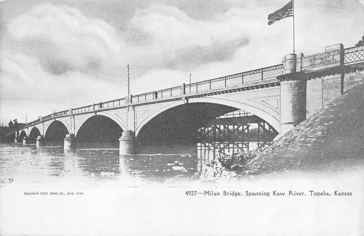 TOPEKA, KS Kansas   MILAN BRIDGE Spanning KAW RIVER   c1900\'s UDB Postcard