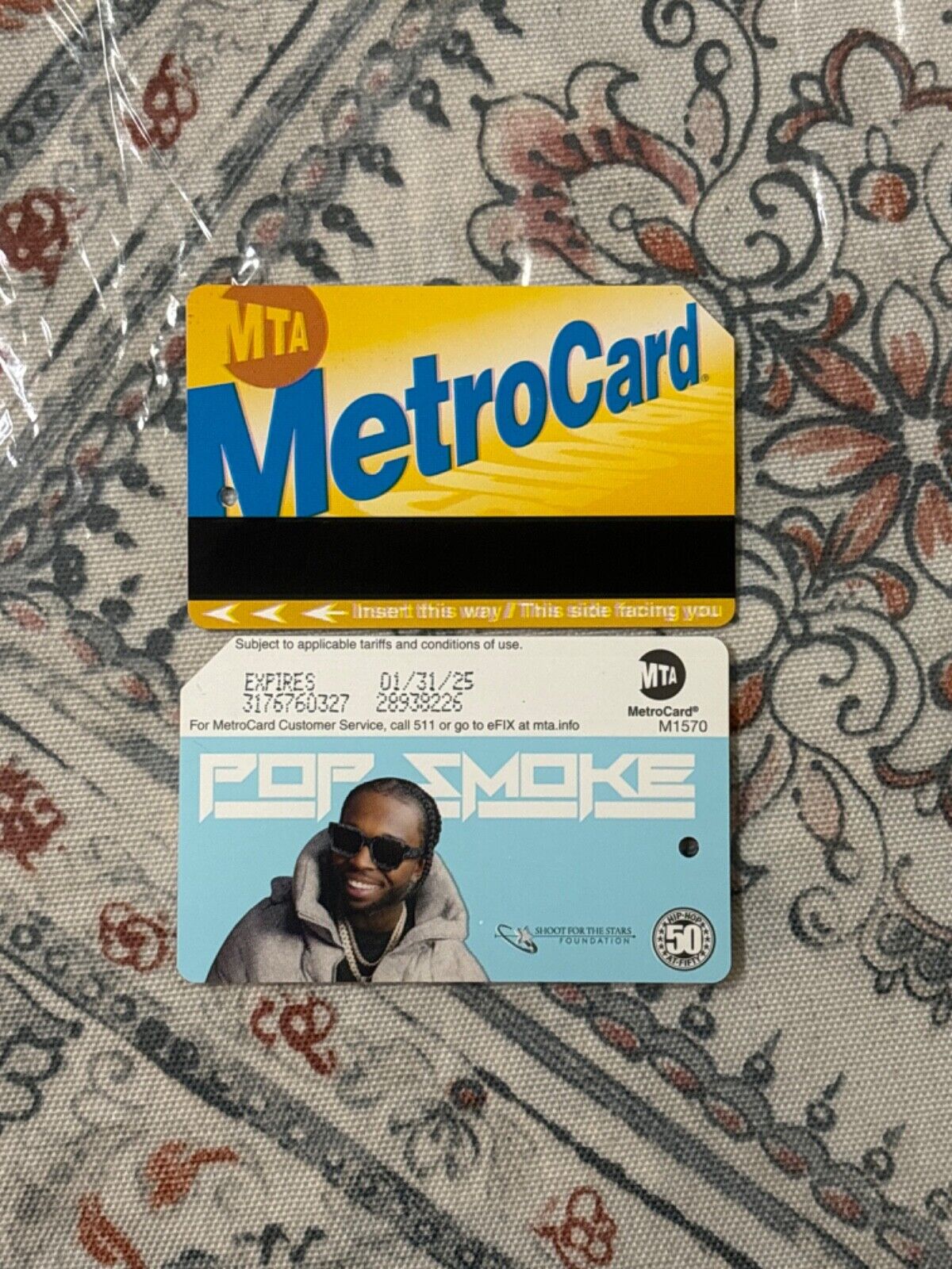 Limited-Edition Pop Smoke MetroCard NYC Collectable 50th Hip Hop Anniversary
