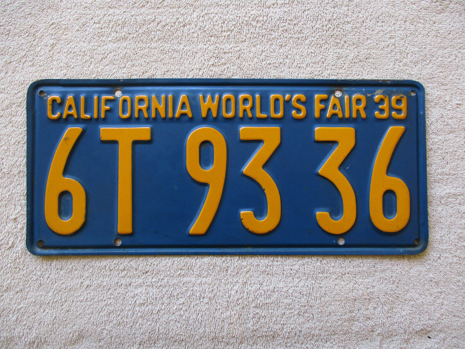 1939 California Passenger License Plate \