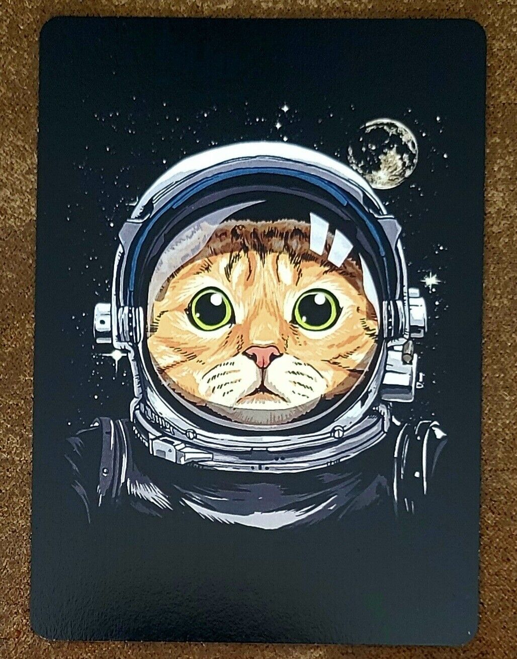 Orange Cat Outer Space Astronaut Single Trade Swap Playing Card