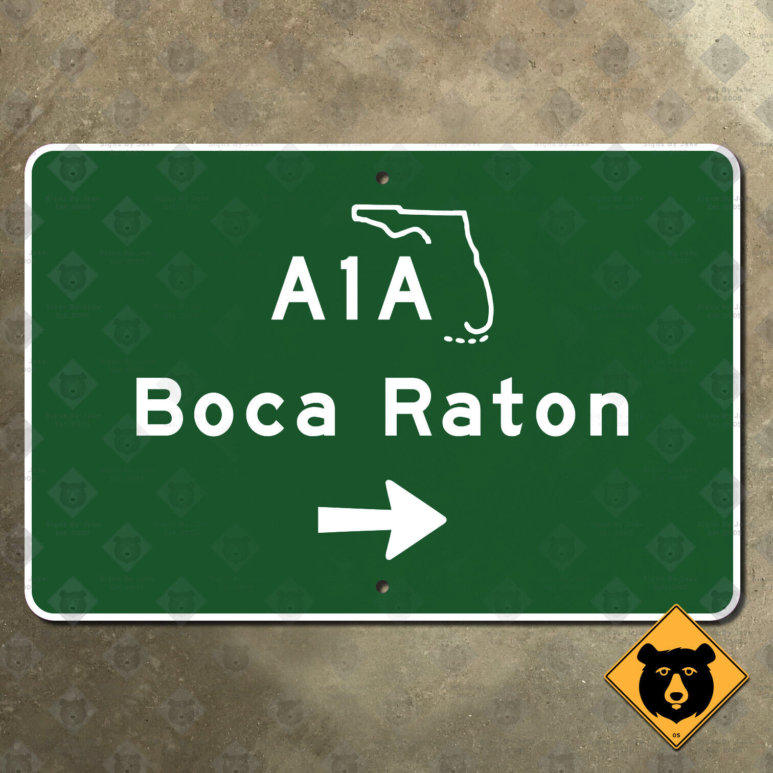 Florida Boca Raton state route A1A highway road freeway sign beach 1961 21x14
