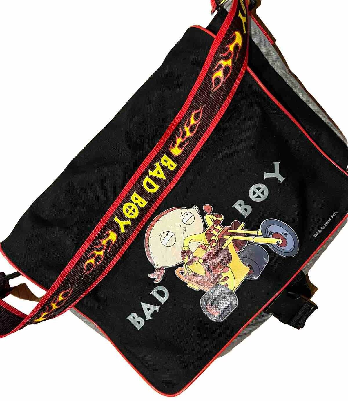 Vintage 2004 Family Guy Stewie Messenger Bag Bad Boy Y2K JNCO Flames Rare