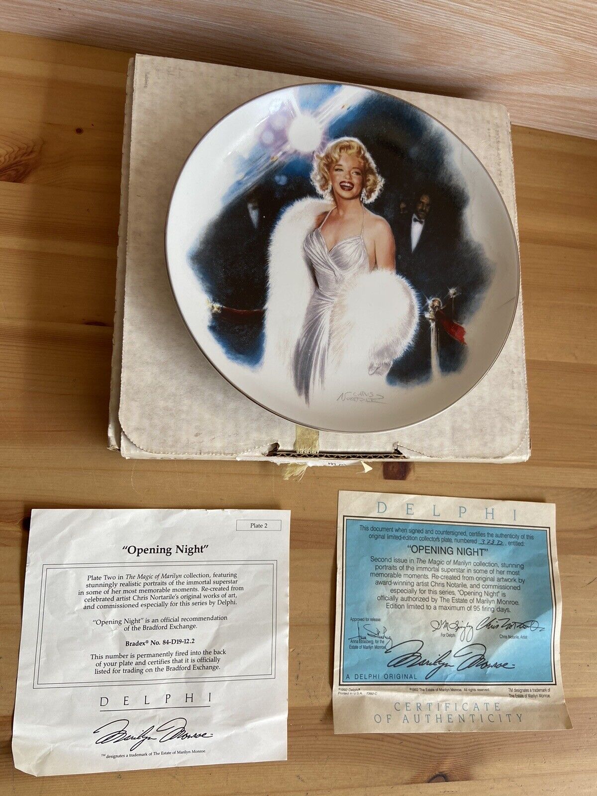 Marilyn Monroe plate by Delphi 1993 373 D : OPENING NIGHT