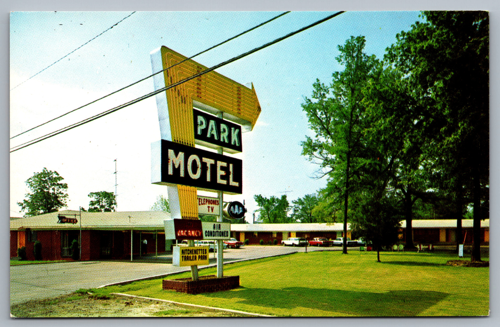 Postcard Park Motel Highway 64 West Russellville Arkansas Chrome