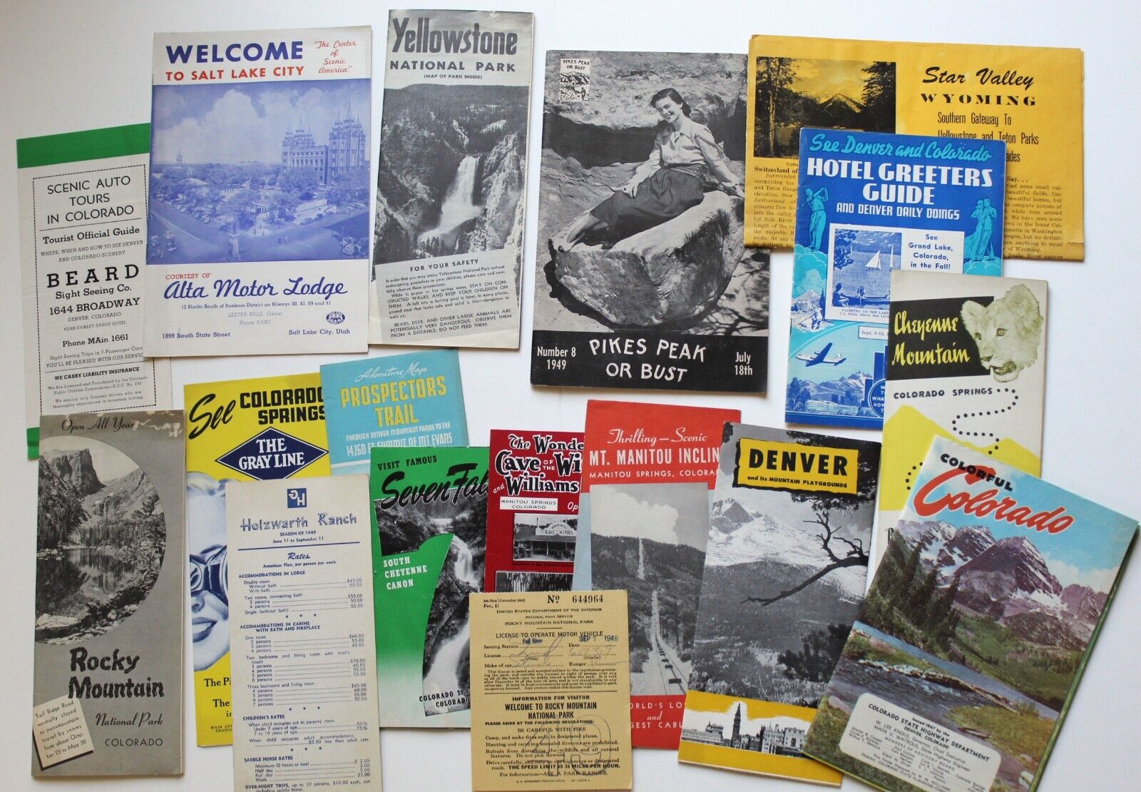 Brochures for Rocky Mountain Vacations 1947-52 - Colorado, Wyoming, Utah etc