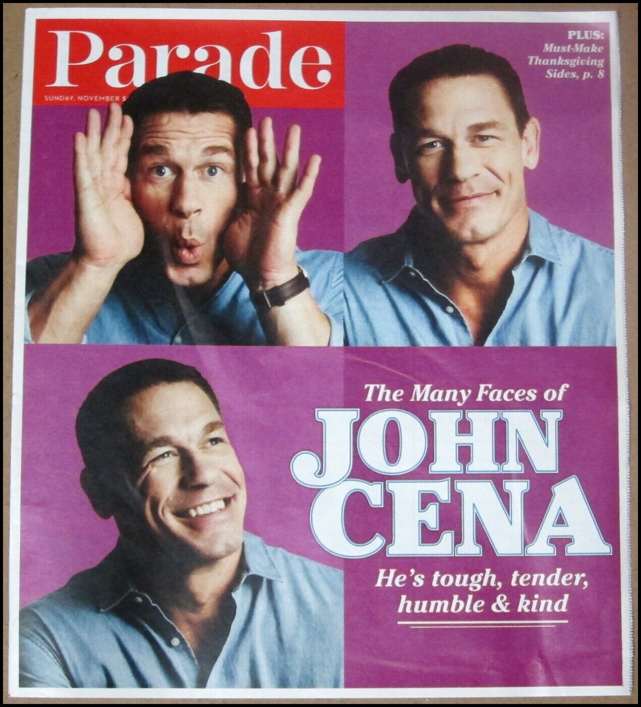 11/5/2017 Parade Newspaper Magazine John Cena WWE Wrestling Thanksgiving