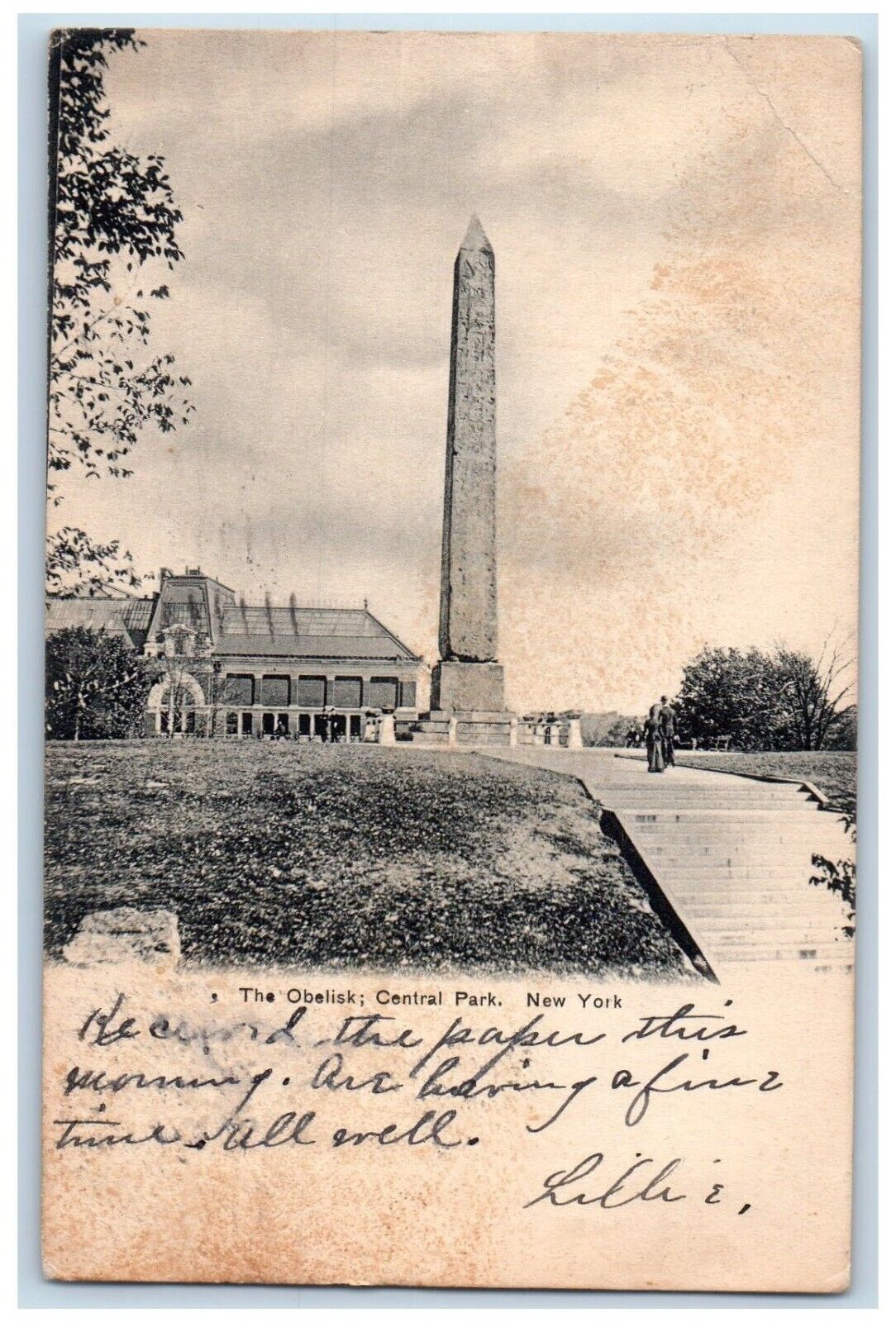 1907 View Of The Obelisk Central Park New York NY Posted Antique Postcard