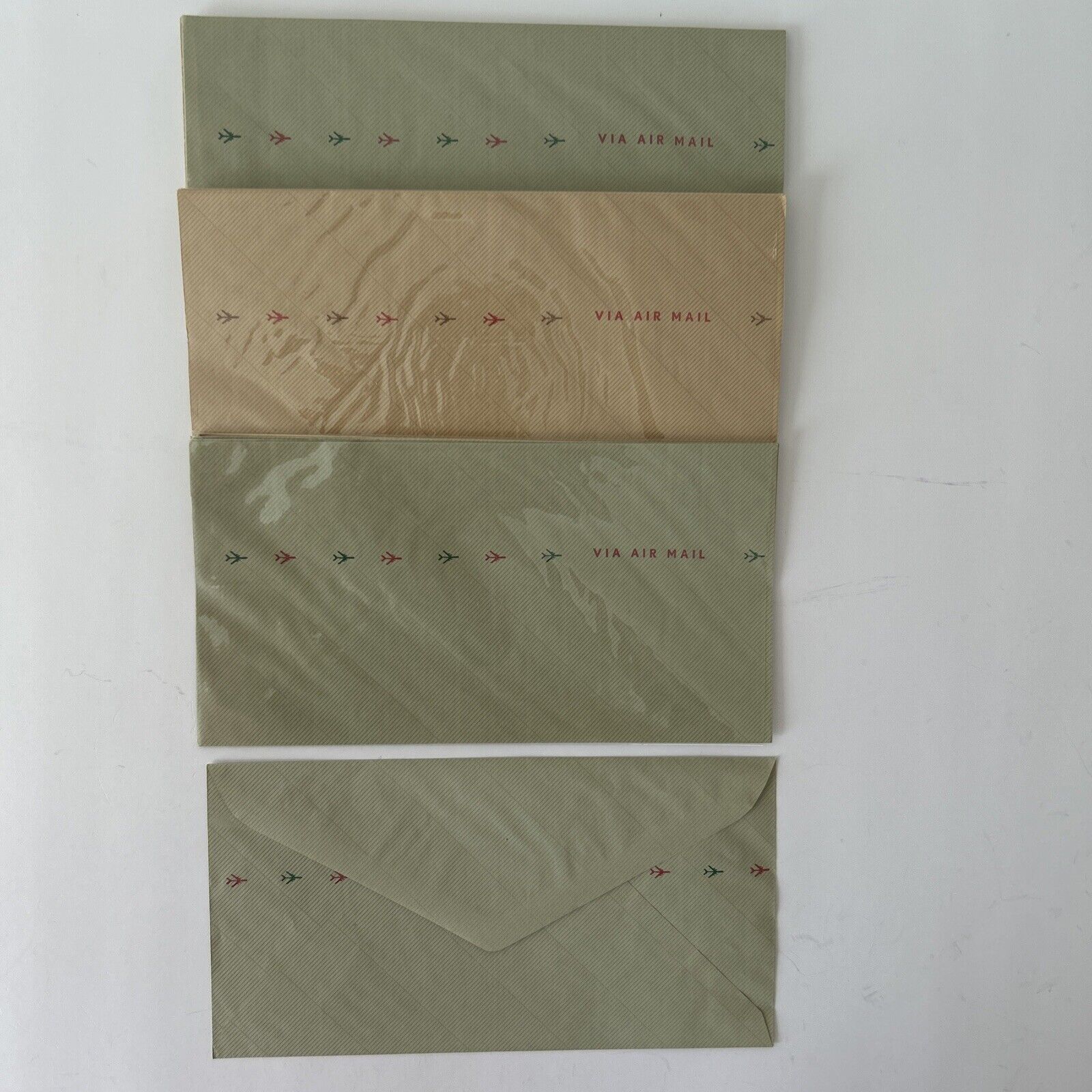 RARE Vtg Envelopes VIA AIR MAIL Colored Green Red (Holiday?) and Beige NEW 26-ct