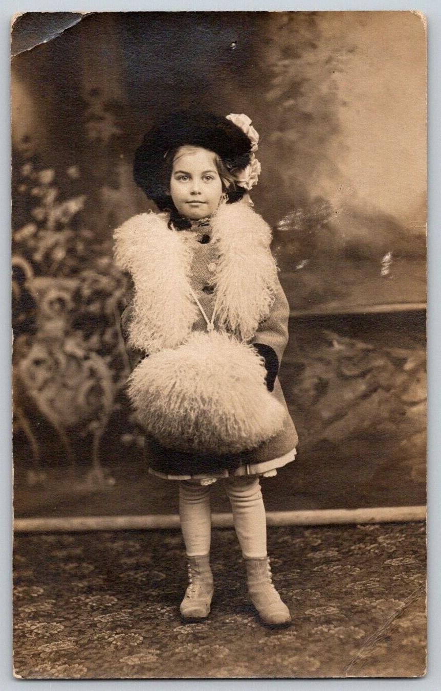 RPPC Postcard~ Extravagantly Dressed Young Girl~ Penn Park Studio, York, PA
