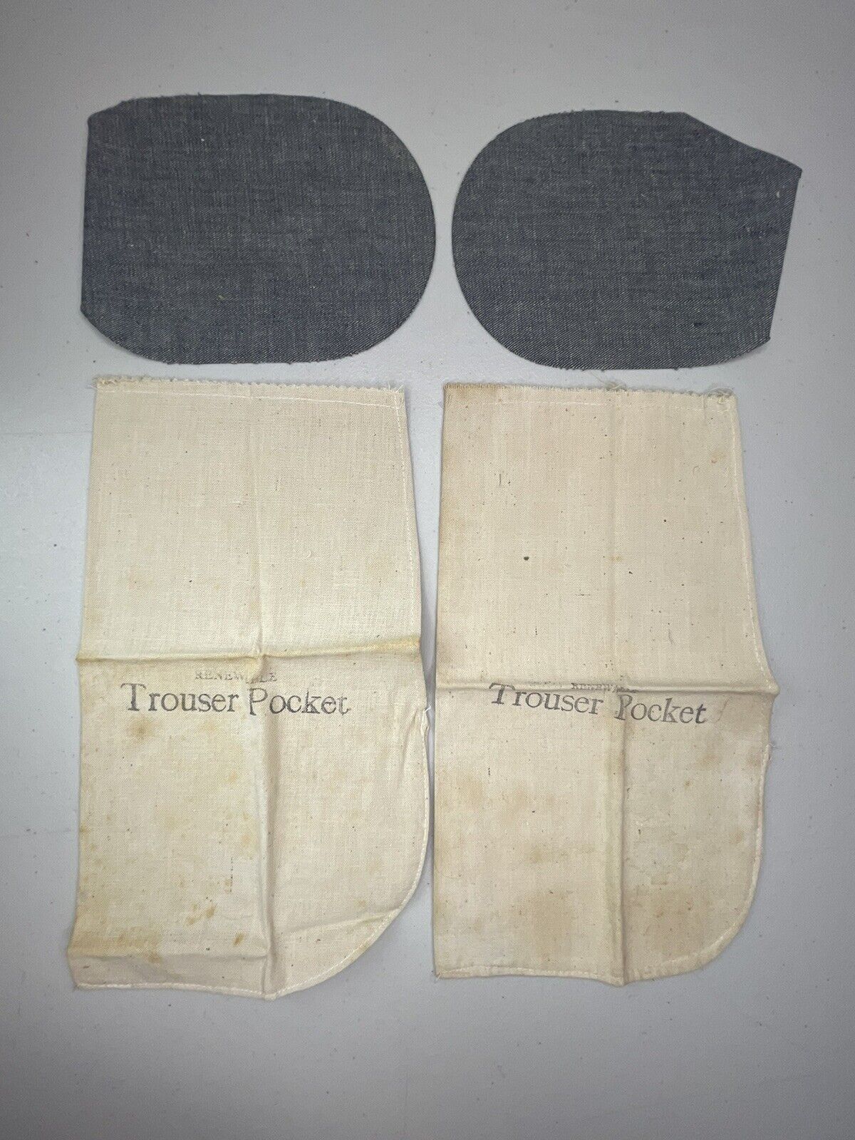 Vtg Antq Sewing Lot Renewable Trouser Pockets & Denim Iron On Patch