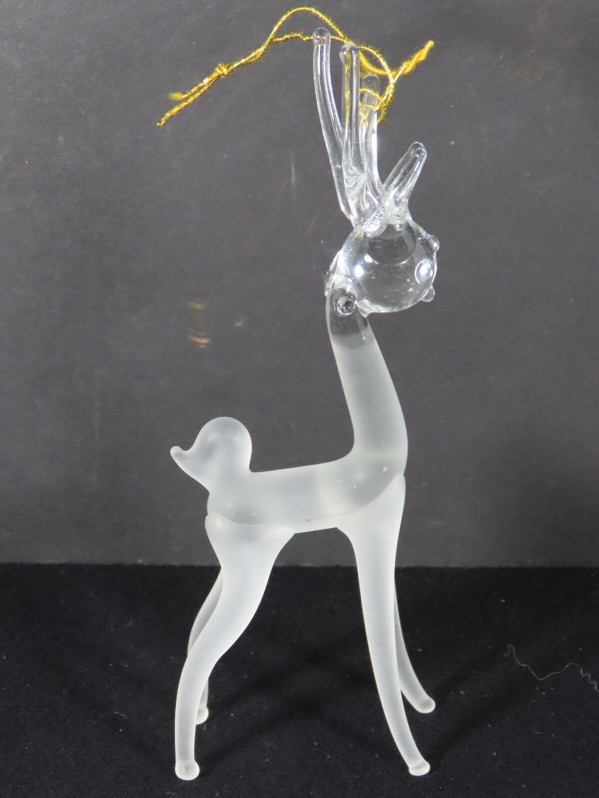 Vintage Frosted Glass Reindeer Stag Deer 5.5\