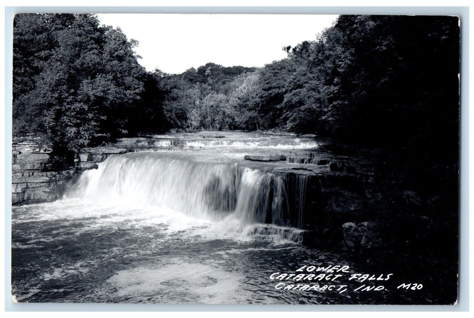 c1940's Lower Cataract Falls Cataract Indiana IN Waterfalls RPPC Photo Postcard