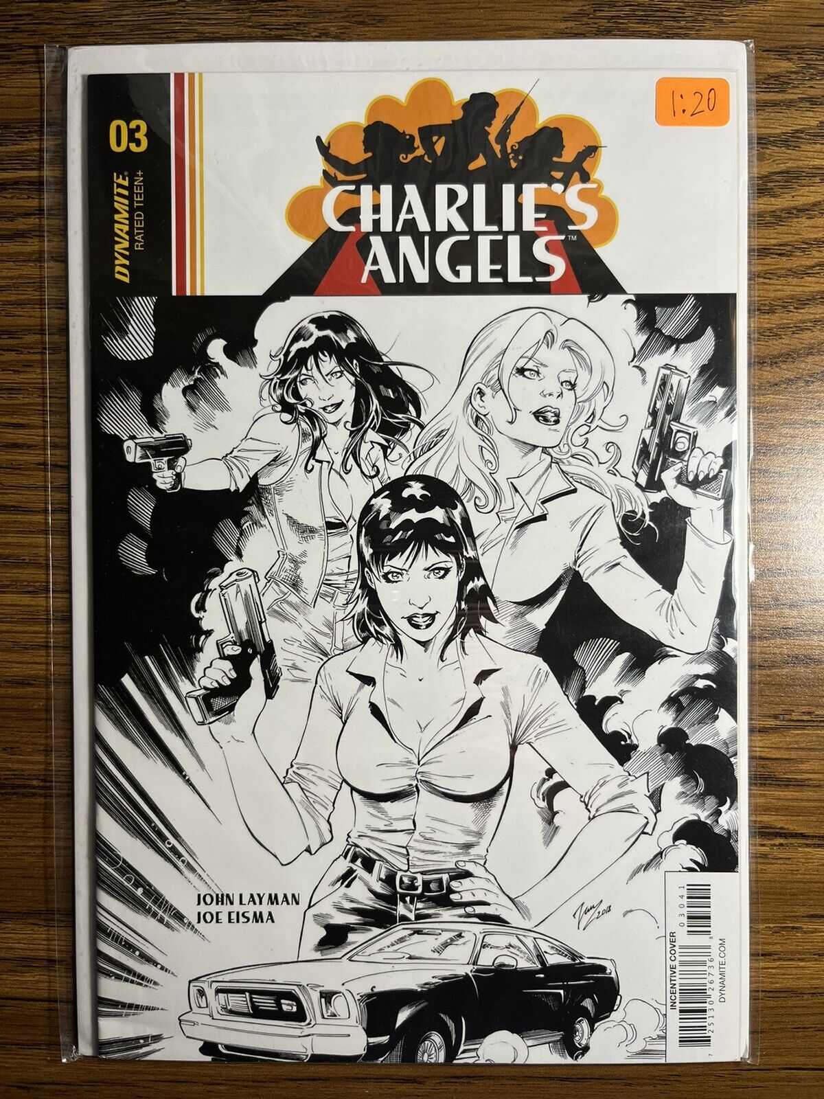 CHARLIE\'S ANGELS 3 NM/NM+ GORGEOUS 1:20 B&W RATIO INCENTIVE VARIANT DYNAMITE