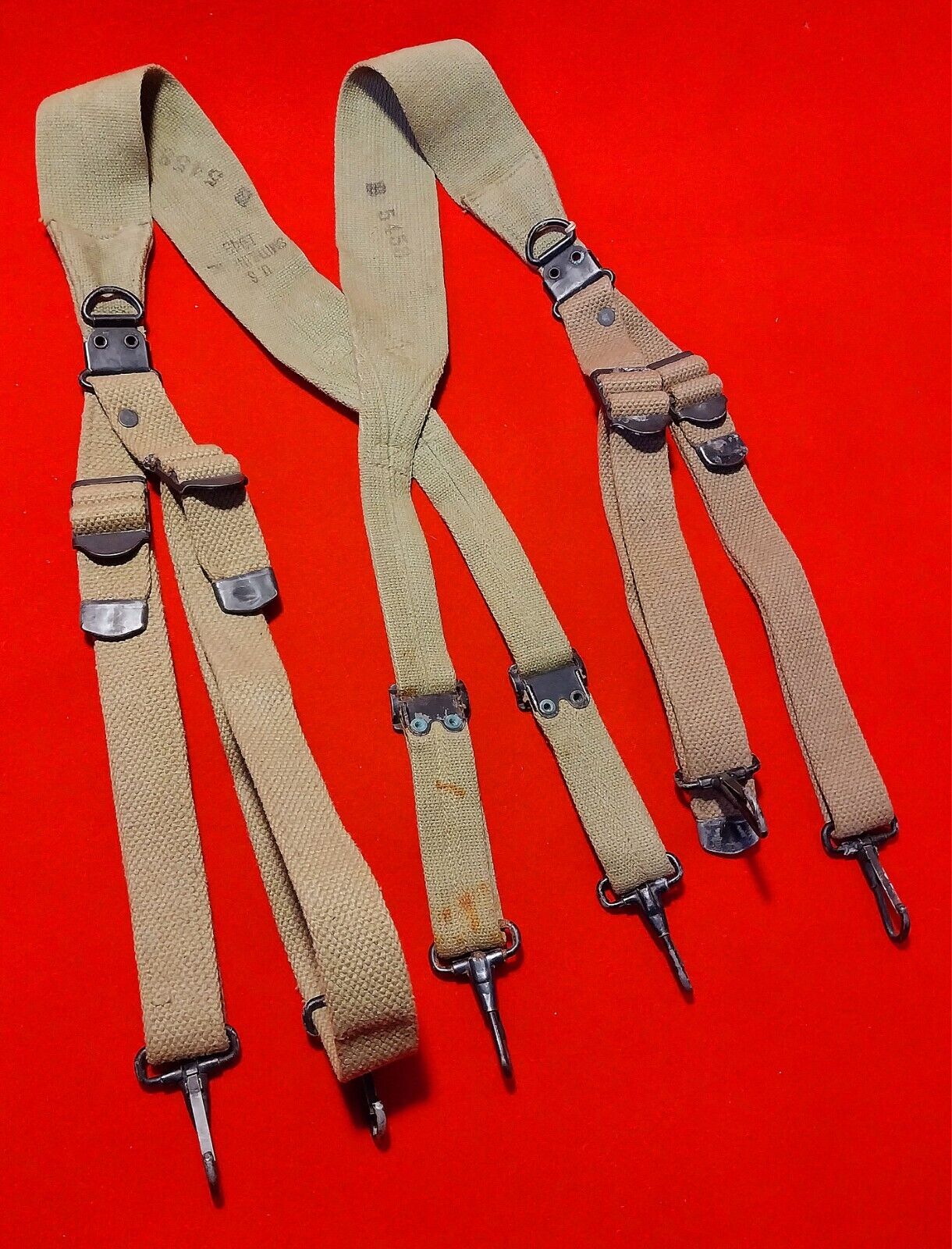 Original WW2 US M1936 Combat Web Suspenders 1943 WW2