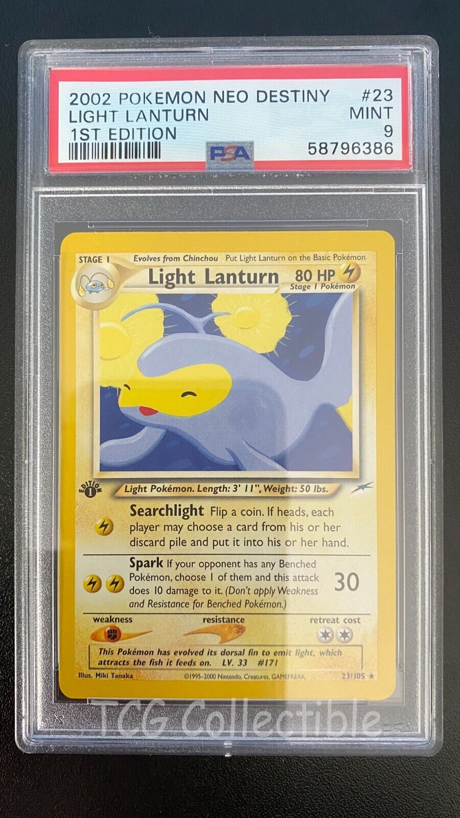 PSA 9 MINT Light Lanturn 23 1ST EDITION Rare 2002 Neo Destiny Pokemon POP 47
