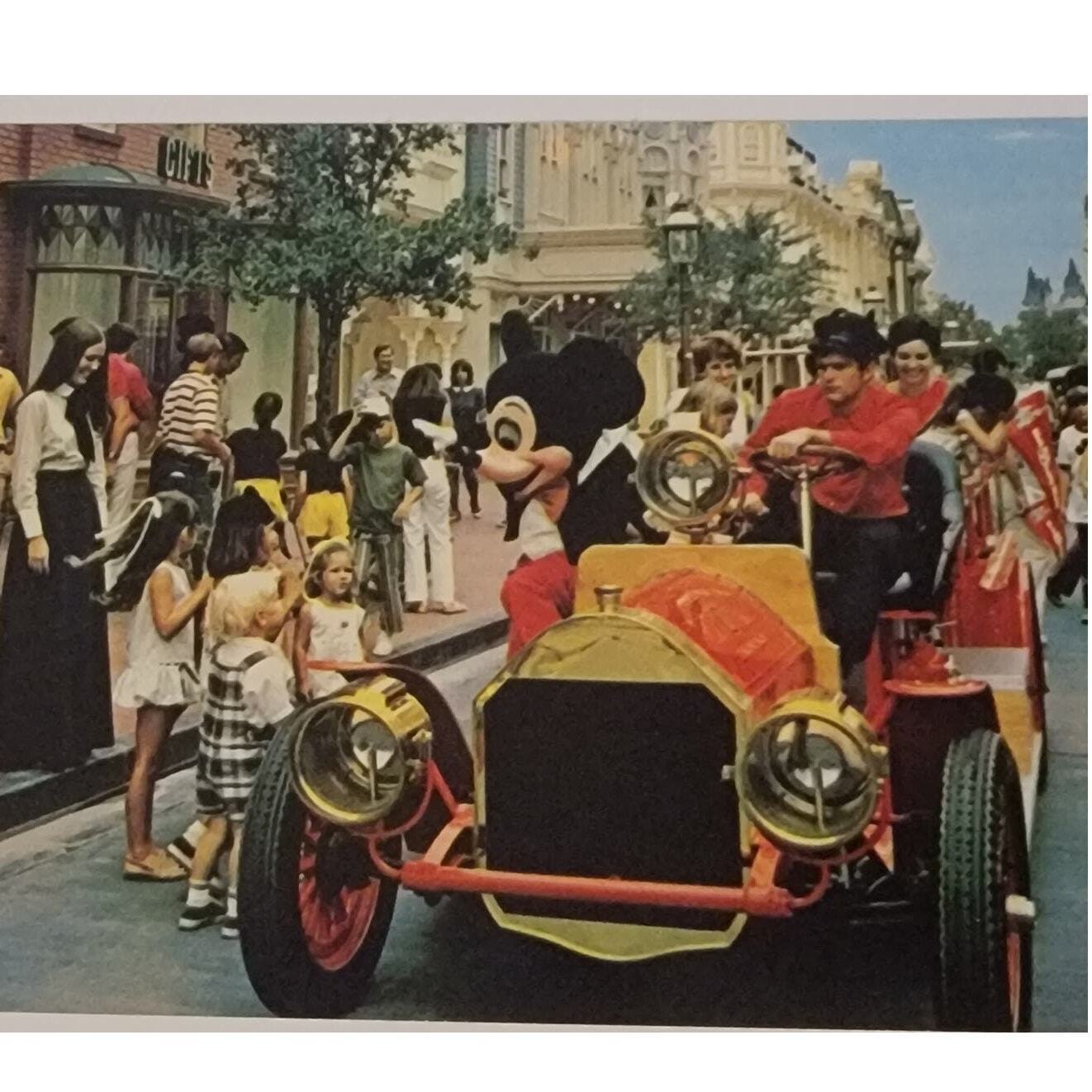  Mickey Mouse Riding Down Main Street Vintage Postcard. 