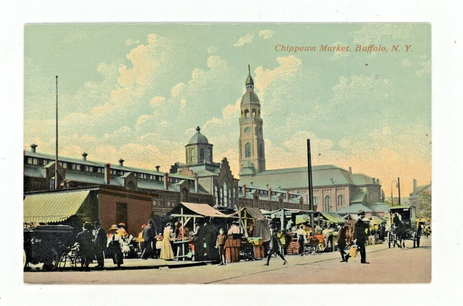 Vintage Postcard BUFFALO NY CHIPPEWA MARKET OUTDOOR VENDORS UNPOSTED