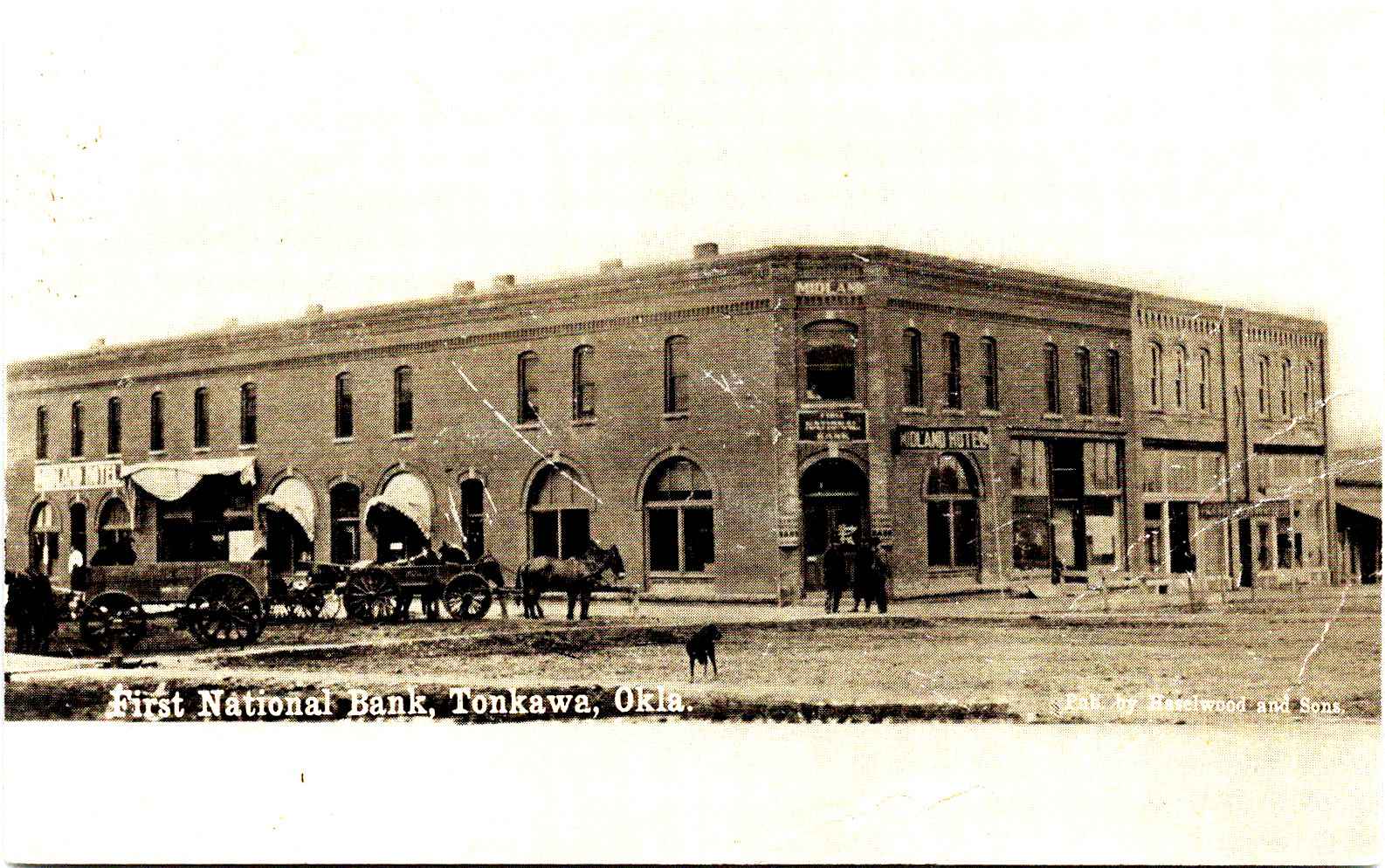 Antique RPPC Real Photo Postcard 1909 Tonkawa, Oklahoma First National Bank