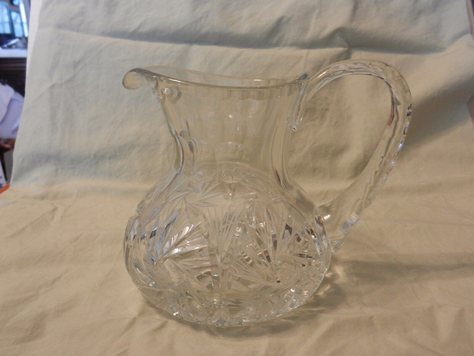 Vintage Clear Small Glass Pitcher Starburst Design Intricate Details