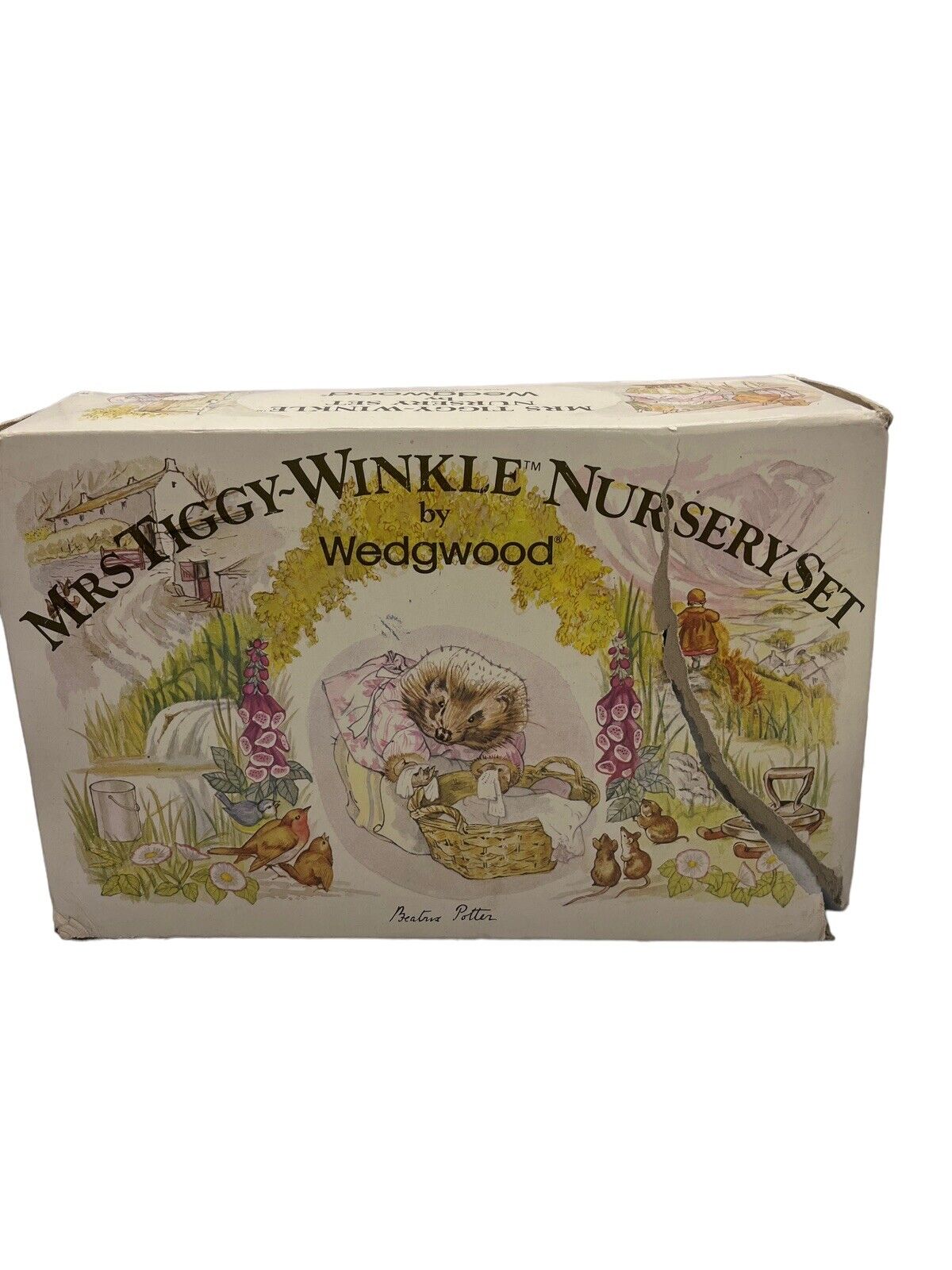 Wedgwood Beatrix Potter Mrs Tiggy~Winkle Nursery Set - 4 Piece Box Has Damage