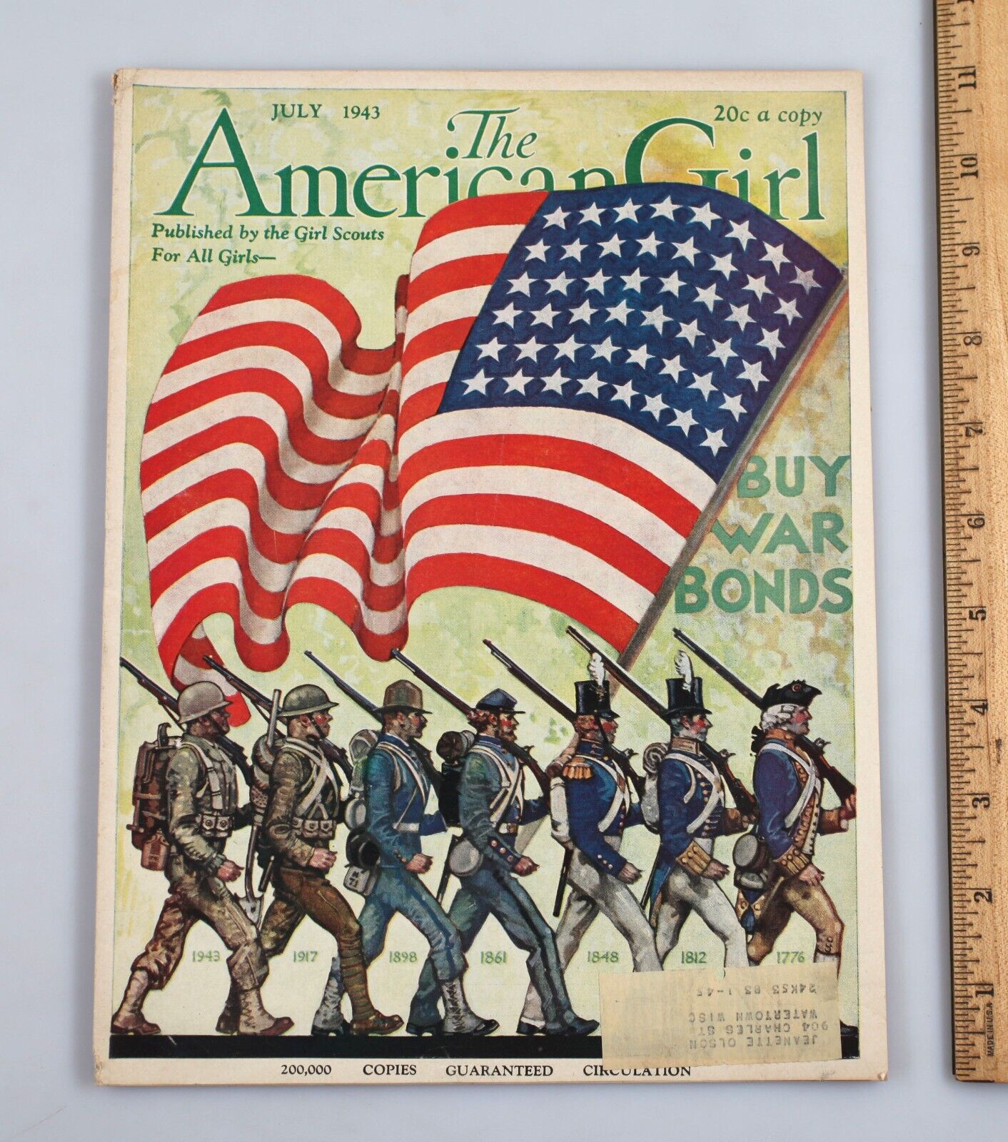 Vintage July 1943 Girls Scouts Magazine The American Girl   Buy War Bonds Era