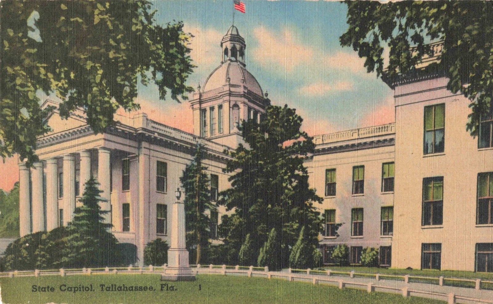 Tallahassee FL Florida, State Capitol Building, Vintage Postcard