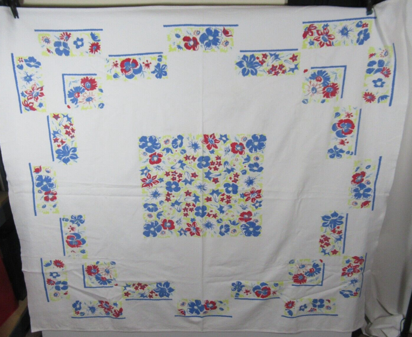 Vintage Floral Print Tablecloth Cotton Square 42\