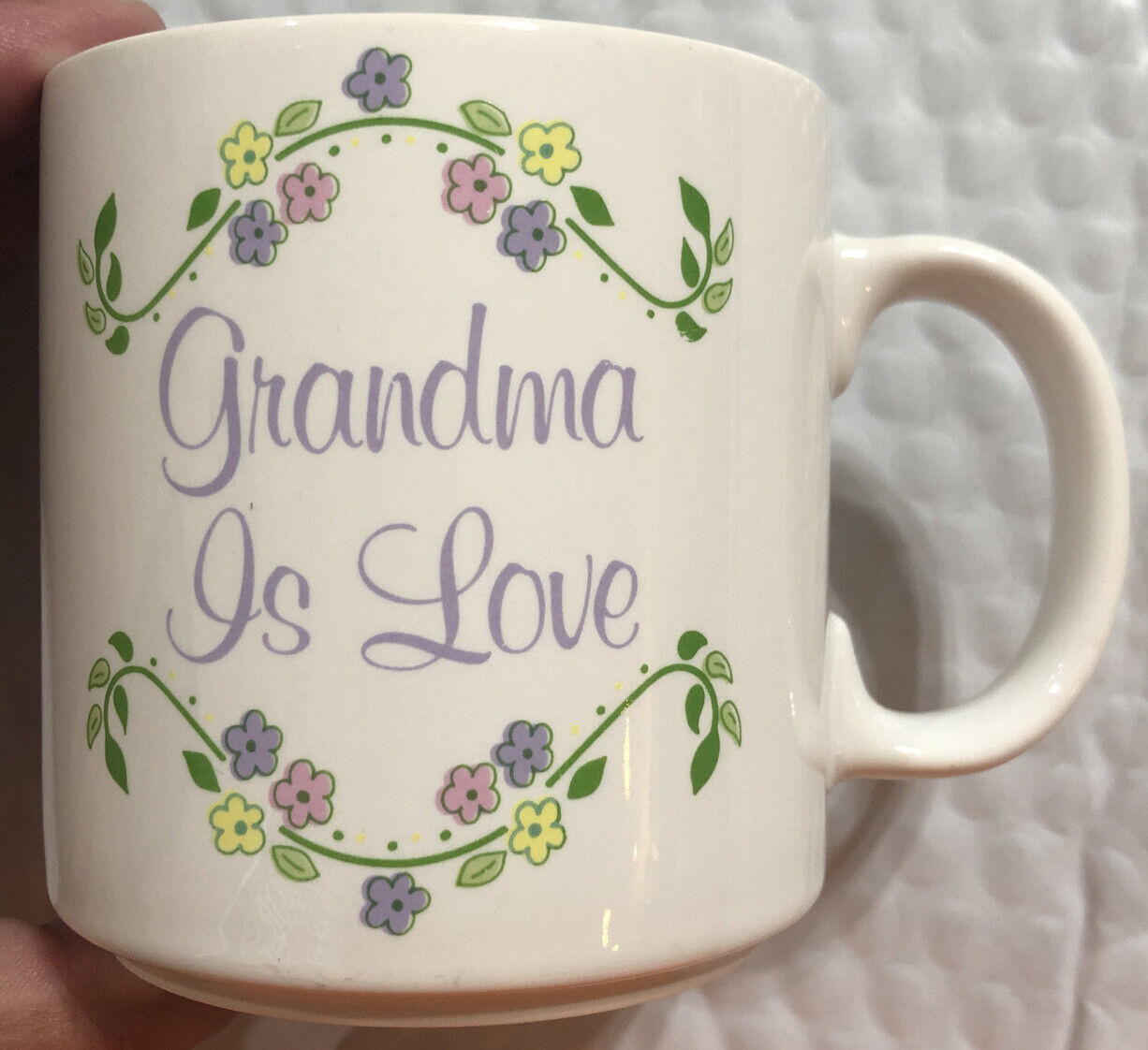Vintage 1980s Russ Berrie Grandma Is Love 3.5” Collector Mug Cup EUC