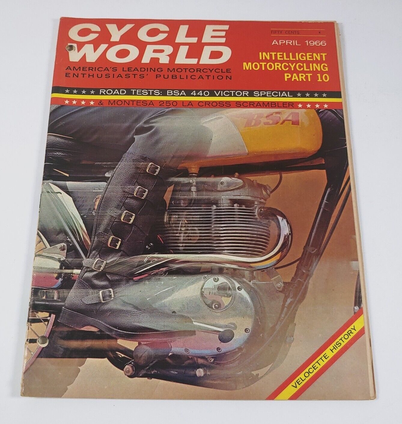 Cycle World Magazine April 1966 BSA Velocette On Cover