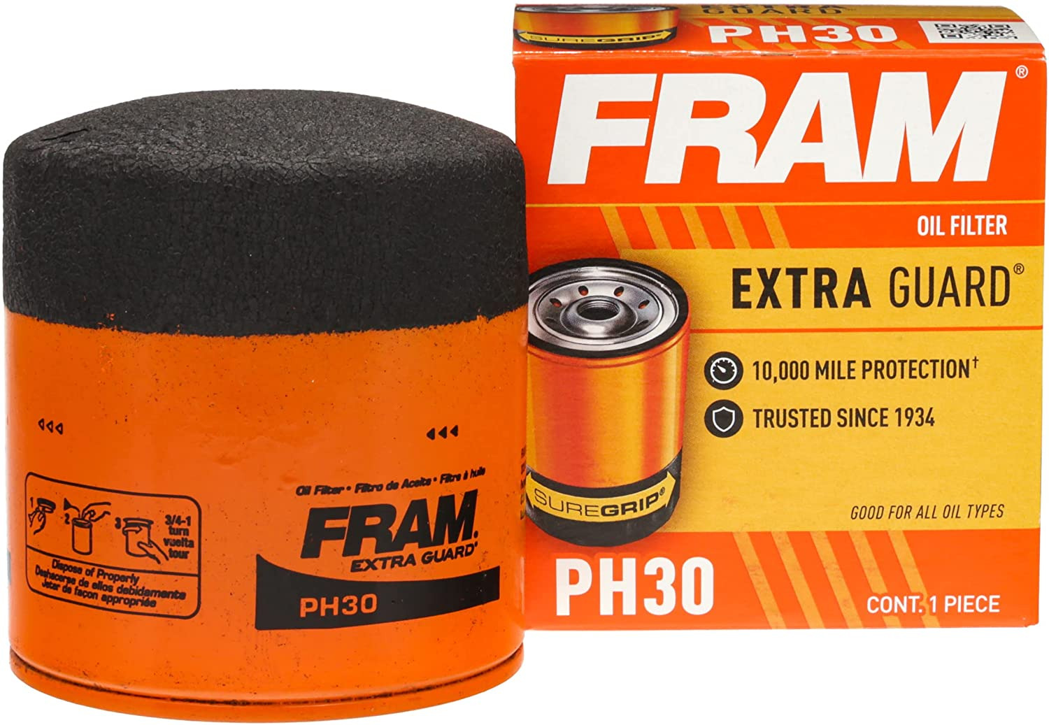 FRAM Extra Guard PH30, 10K Mile Change Interval Spin-On Oil Filter