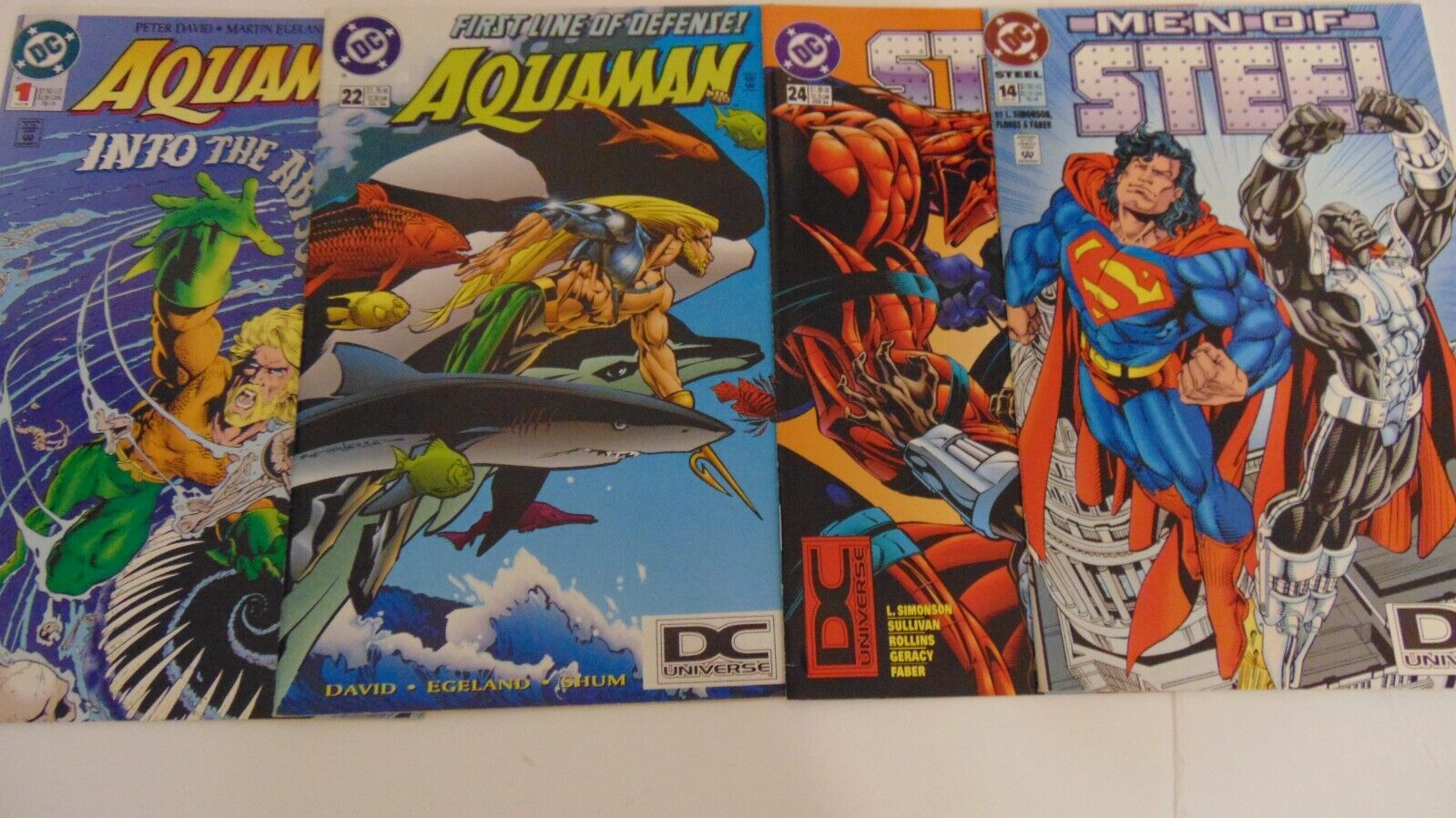 Aquaman #1 & 22 (1994) + STEEL #14 &24 (1995) DC UNIVERSE LOGO VARIANT LOT OF 4