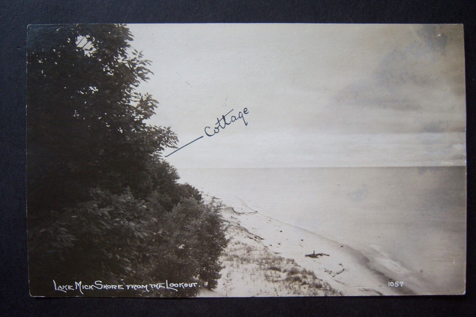 Lake Michigan Shore from the LOOKOUT, RPPC postcard 1922 Wabaningo, Whitehall