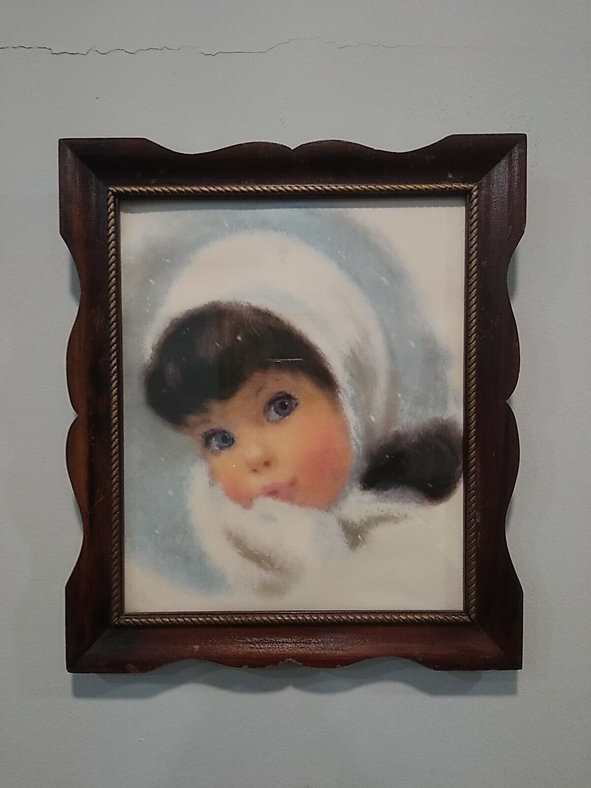 Northern Tissue Girl Vintage Picture 12×10 With Wooden Frame 13×14.5