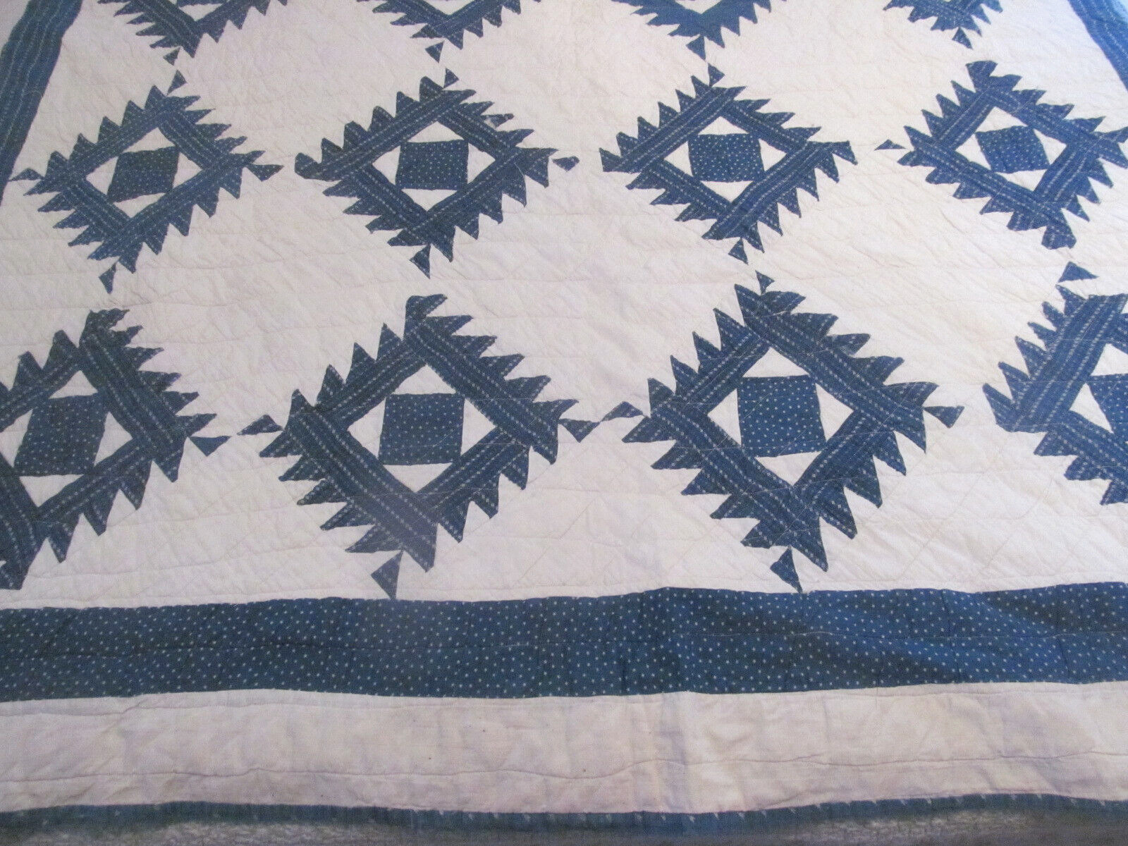Late 1800s Indigo Blue & White Antique Quilt 78x64~All Cottons
