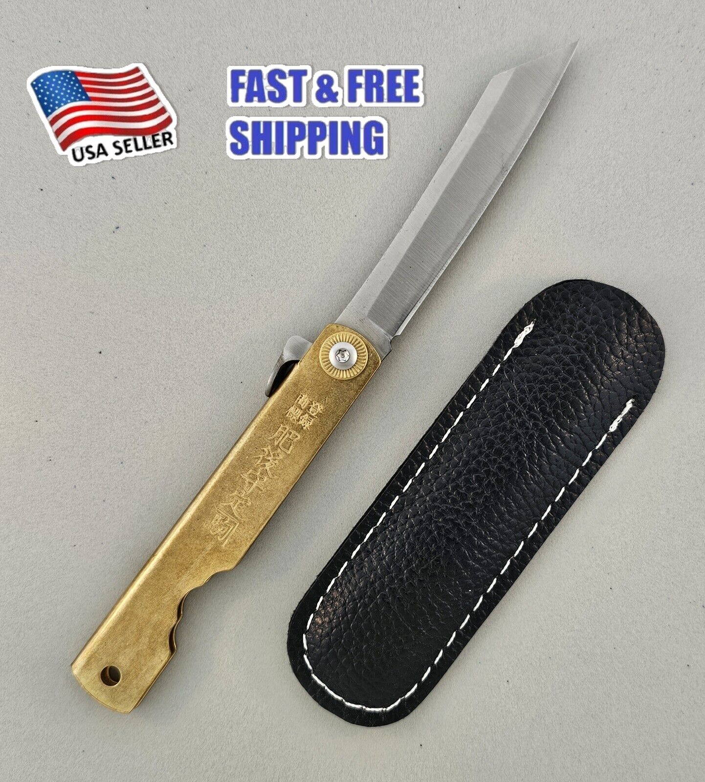 Higonokami Style Pocket Knife -Steel/Brass-USA SELLER-SHIPS FAST