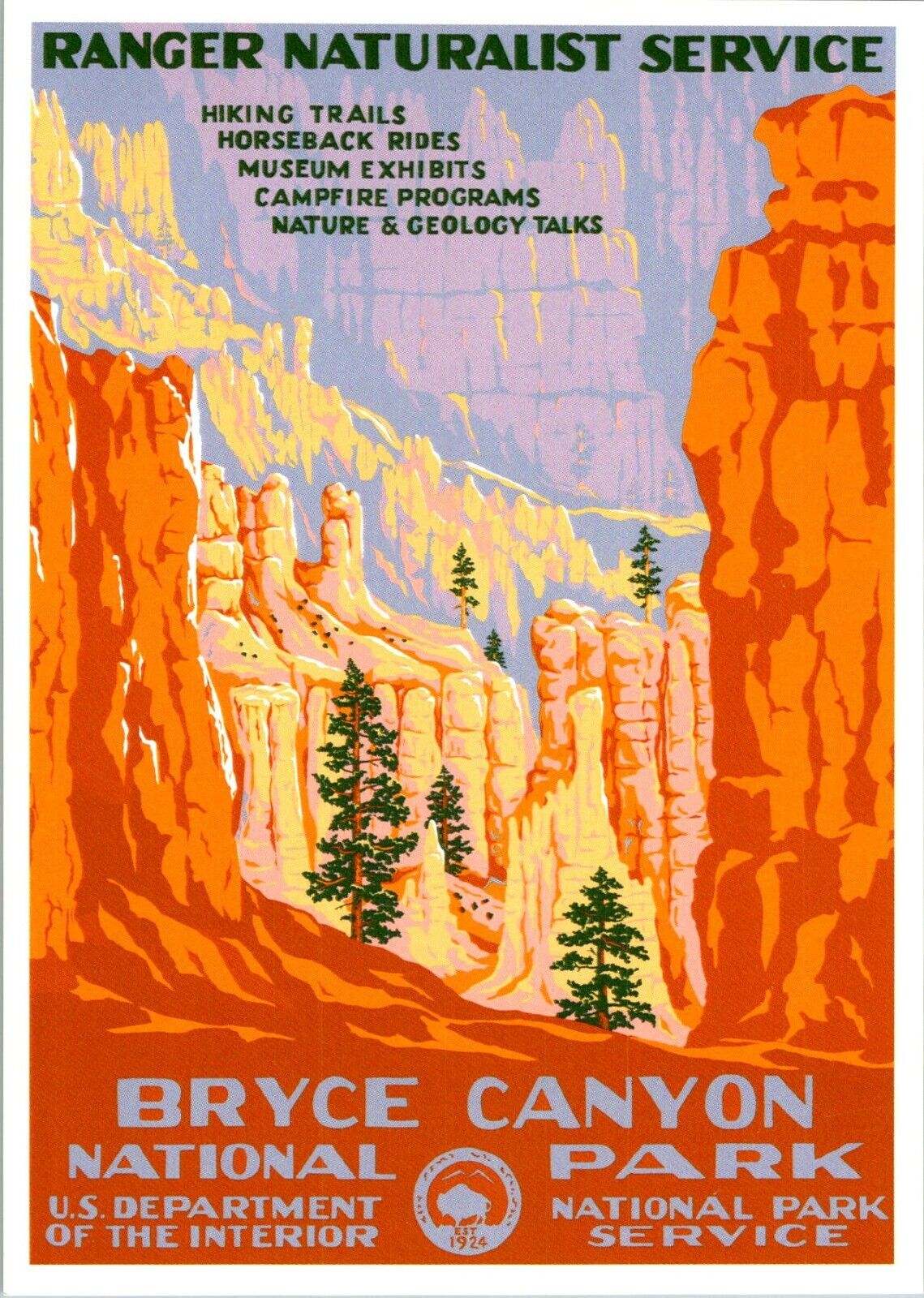 Bryce Canyon National Park Utah WPA Federal Art Project Doug Leen postcard