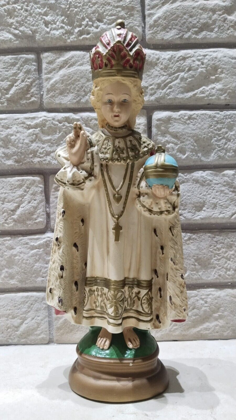 X Large Antique Statue Jesus of Prague Infant Restoration Identification 103